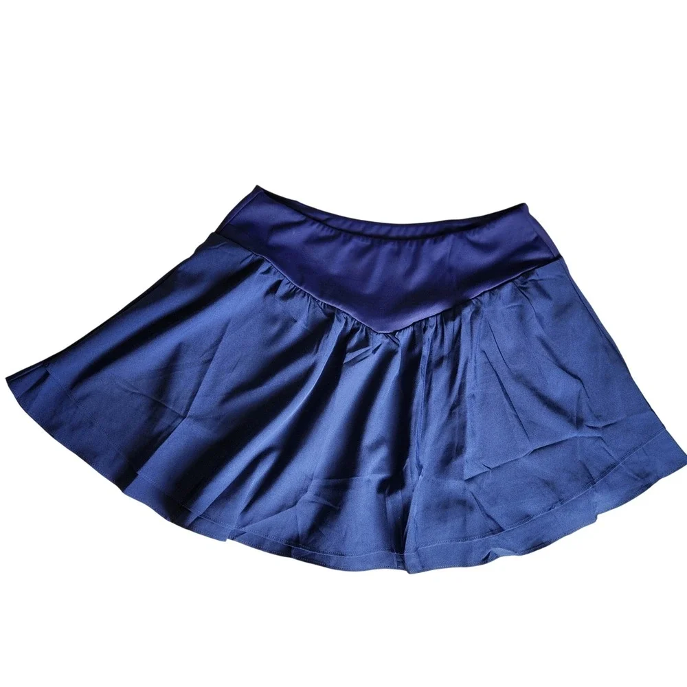 Pinspark Skort Navy Blue‎ Shiny Pleated Athletic Tennis Golf Skirt Medium NWT